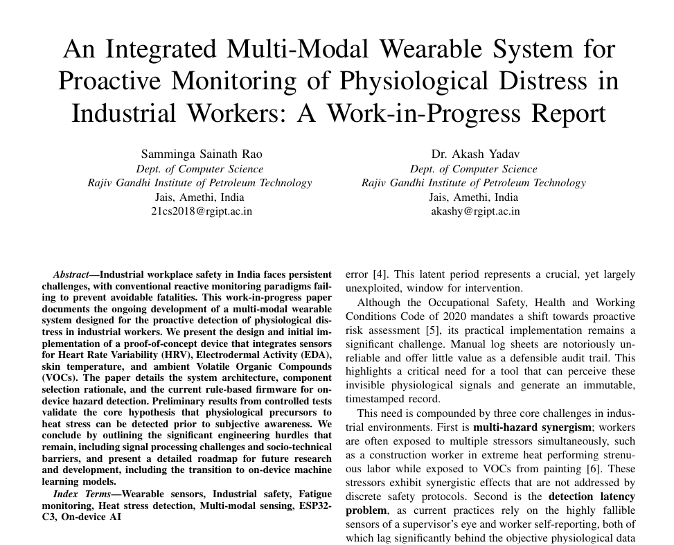 An Integrated Multi-Modal Wearable System for Proactive Monitoring of Physiological Distress in Industrial Workers: A Work-in-Progress Report thumbnail